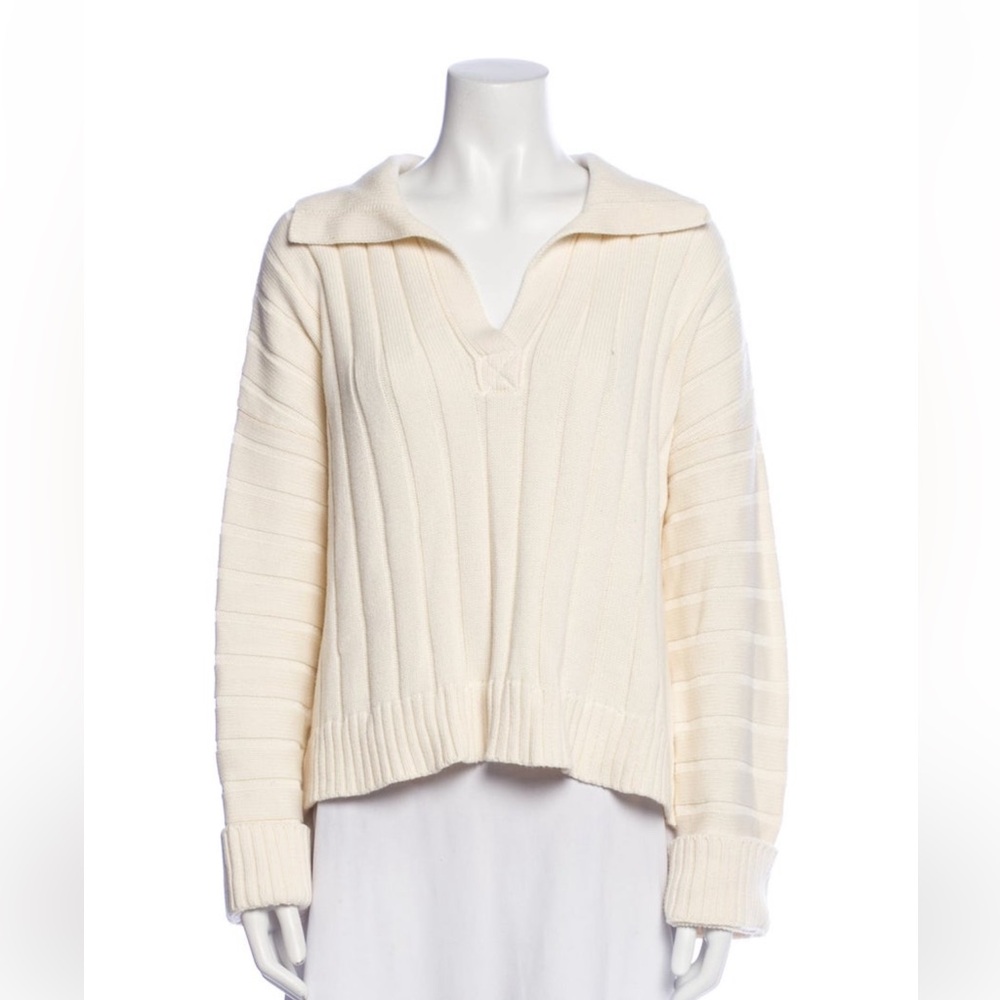 Goop G. Label Ribbed Cotton Cashmere V-Neck Sweater – Made in Italy (Size S)